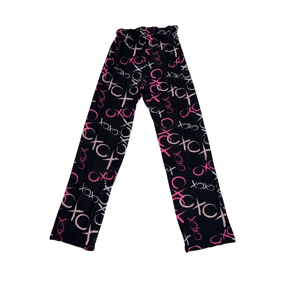 Just Be... Womens Y2K XOXO Pajama Pants Black Pink Lounge Sleepwear Size M